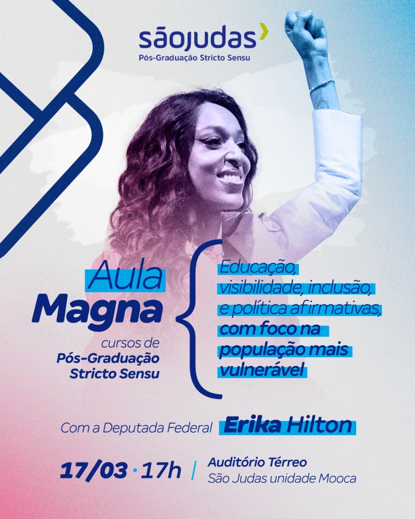Deputada Erika Hilton ministra Aula Magna na São Judas
