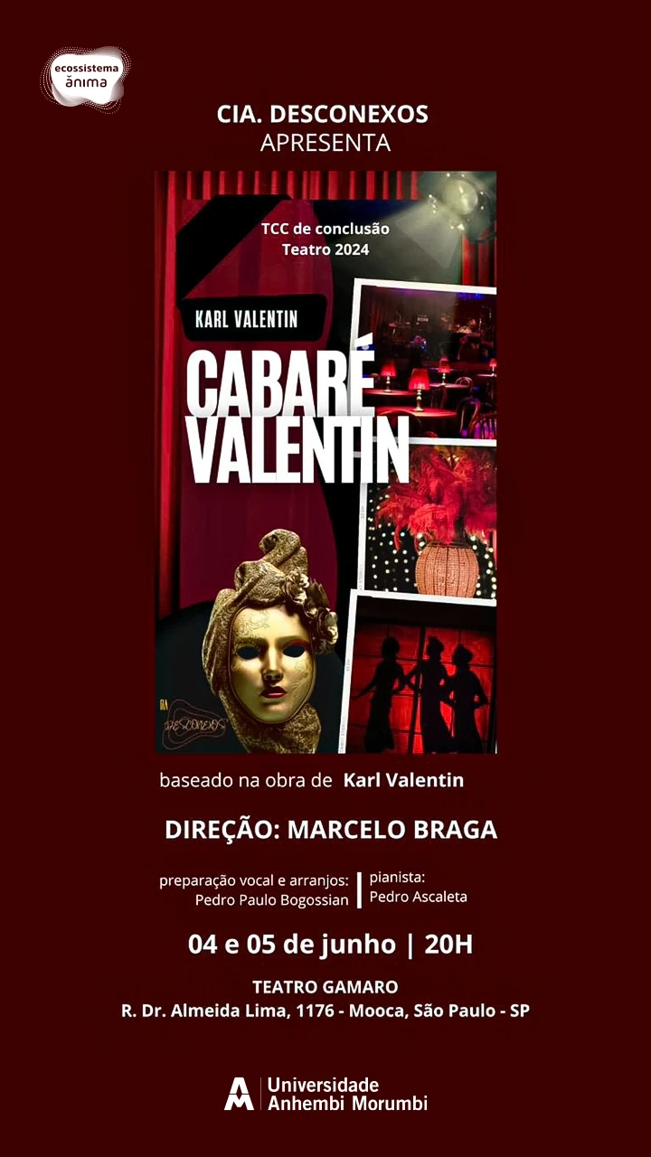 É hoje! Cabaré Valentin: um espetáculo imperdível realizado pelo curso de Teatro