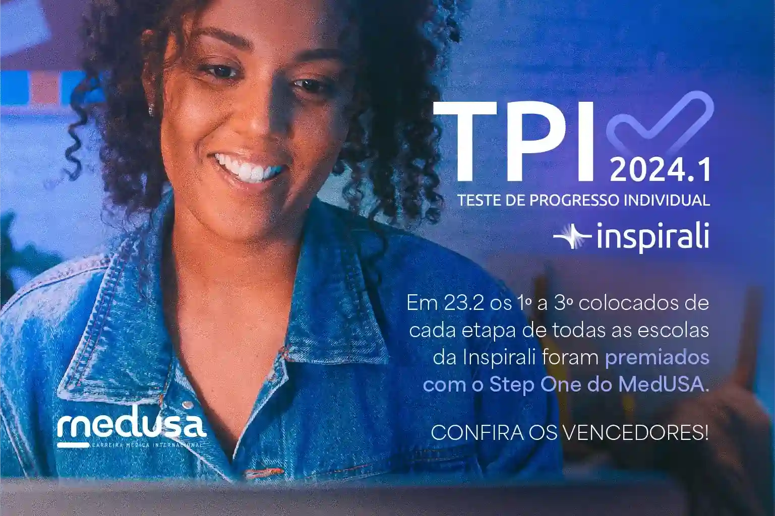 Estudantes de Medicina premiados pelo excelente desempenho no TPI 2023.2 são contemplados com curso do MedUSA
