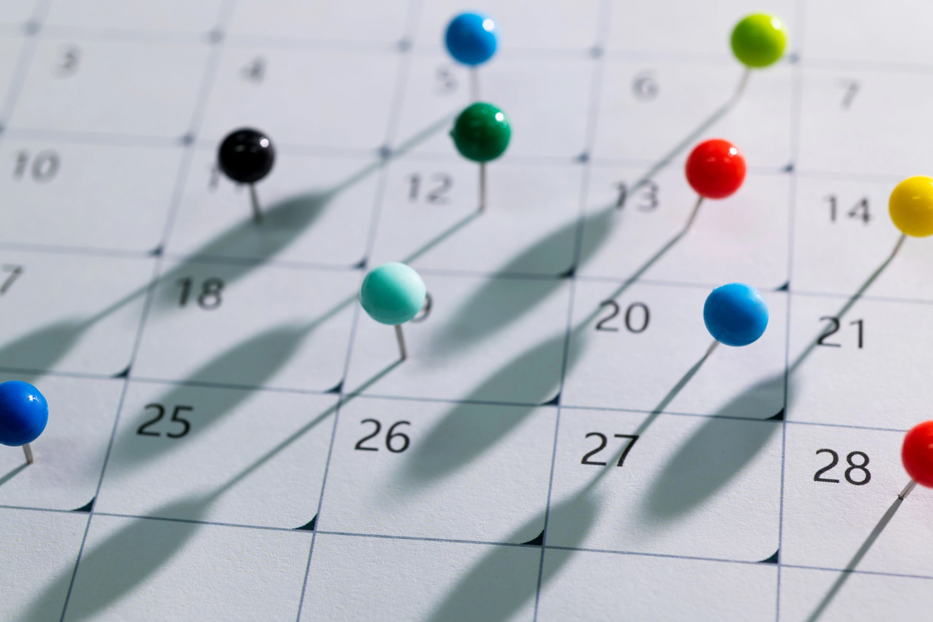 Calendário com marcações