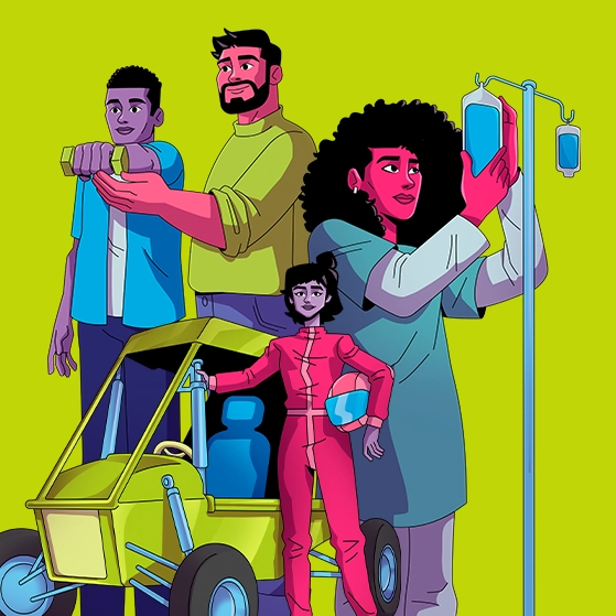 Ilustração representativa de reabilitação, saúde e atividades esportivas para o desenvolvimento infantil e bem-estar