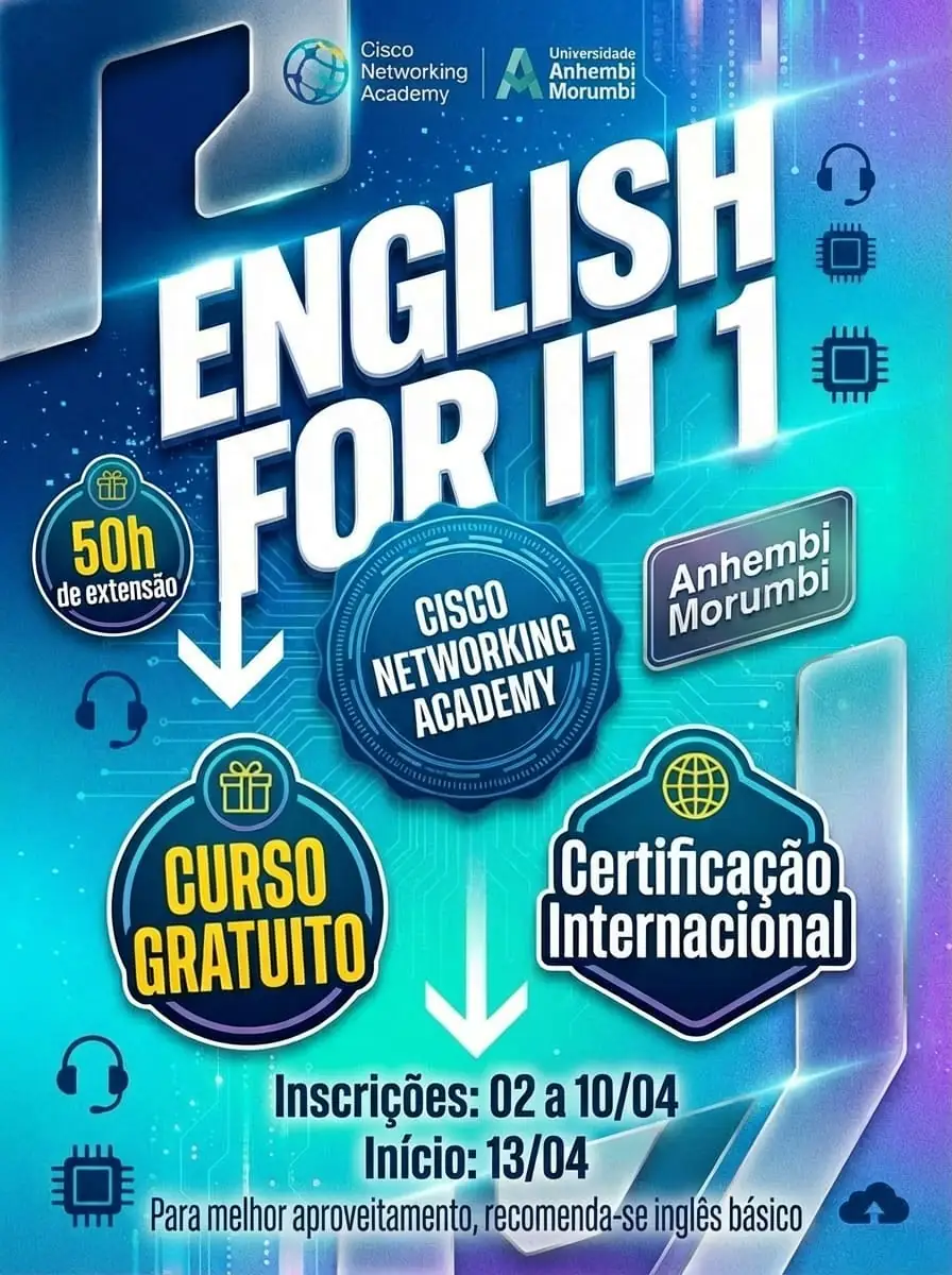Curso gratuito de inglês para TI abre inscrições em parceria com Cisco e Anhembi Morumbi