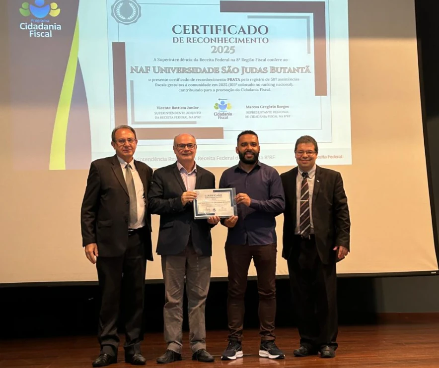 NAF da Universidade São Judas é premiado pelo quarto ano consecutivo pela Receita Federal