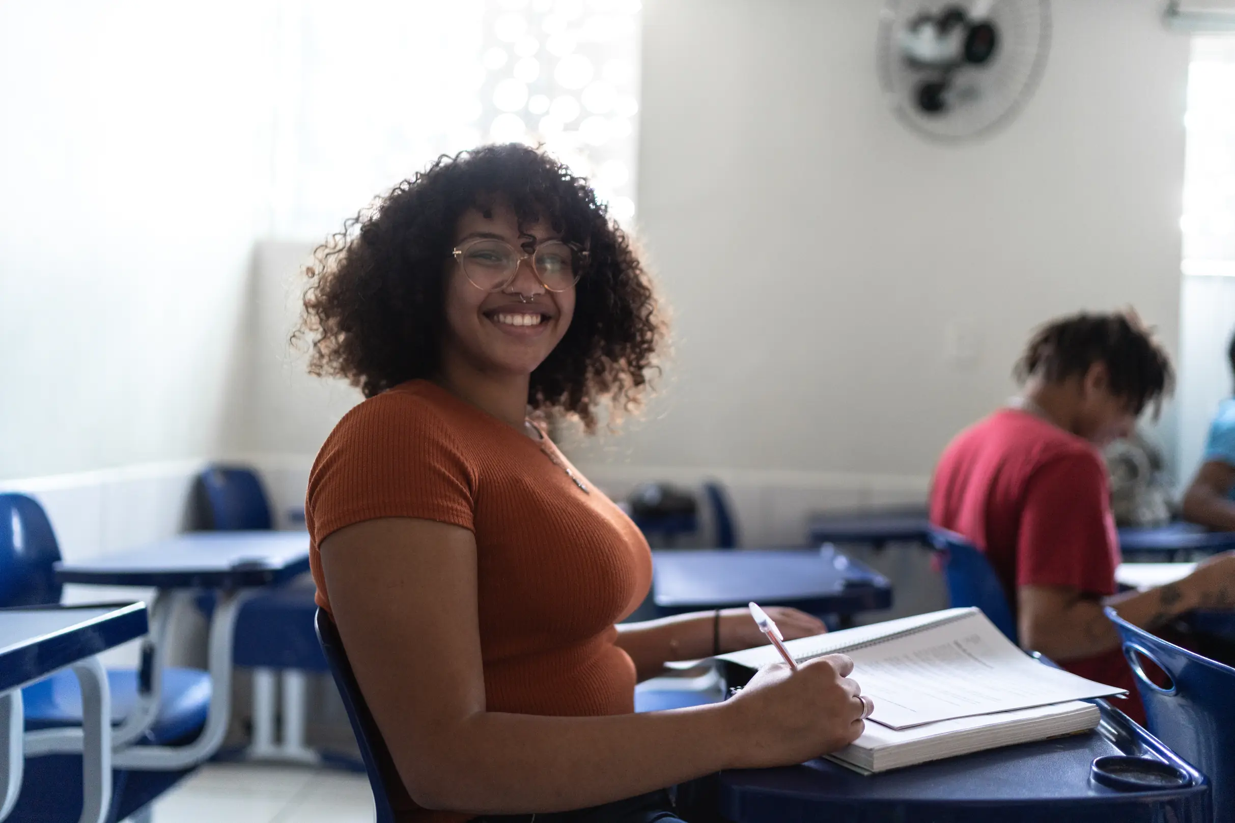 Portrait of a female student in the classroom